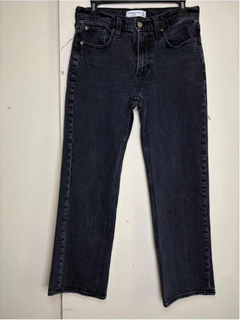 Abercrombie Fitch Low Rise Baggy Jeans Faded Black Denim Size 25 Short Y2K